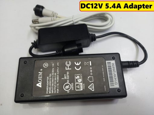 Universal AC 220V To DC 12V 5.4A Power Adapter A065112-TD3 Charger For 775 Motor Pump LED CCTV Notebook LCD Monitor Wireless Router Switching Power Supply With AC Cable