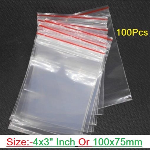 Zipper Lock Bag 100Pcs Size 3x4" Inch 100x75mm