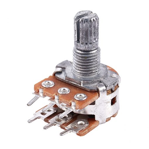 Dual Linear Panel Mount 20K Ohm 1/2 Watt 6 Pin Double Gang 6 Terminals 20K Rotary Taper Potentiometer Breadboard Friendly Adjustable Variable Resistor Pot