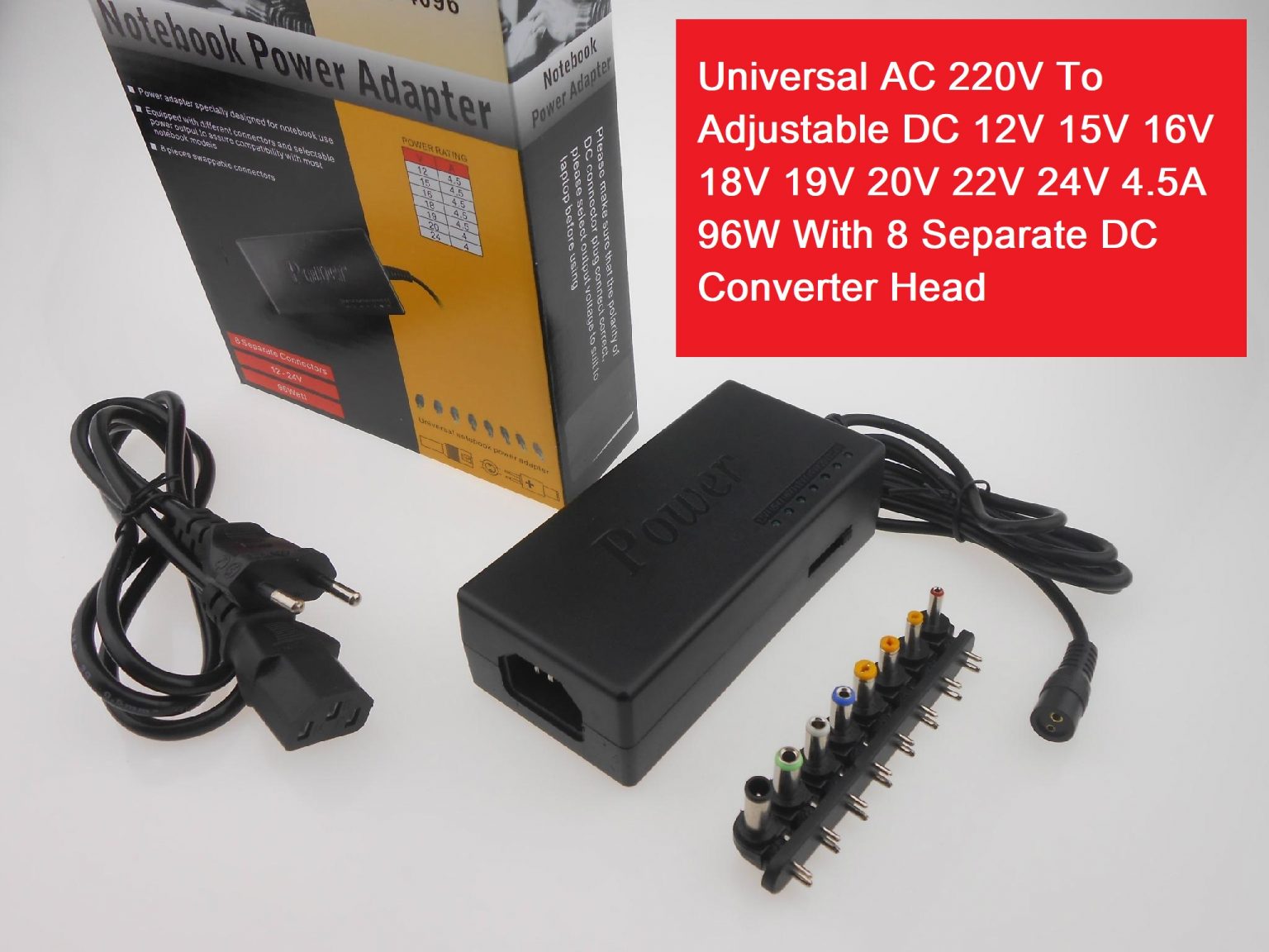 Universal AC 220V To Adjustable DC 12V 15V 16V 18V 19V 20V 22V 24V 4.5A ...