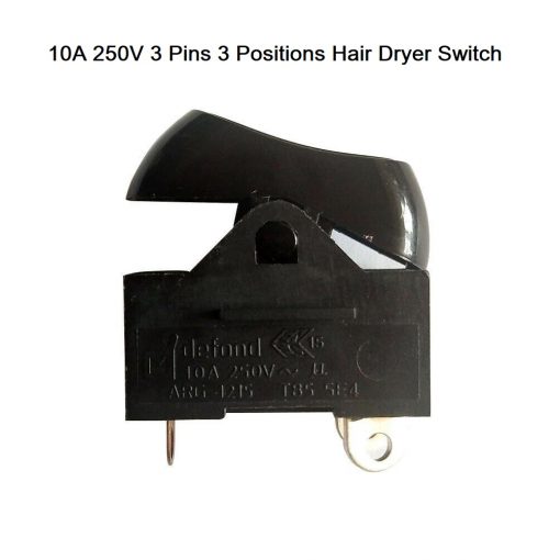 DEFOND ARG-1215 10A 250V T85 5E4 3 Pins 3 Positions Hair Dryer Switch Slow High Speed Switch 3 Position 3 Pins