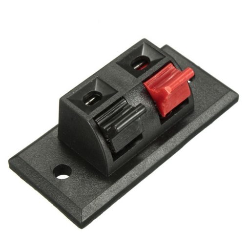 Speaker Terminal Block 2 Way Connector Vertical Amplifier PCB Mount 2 Positions Jointing Clamp Test Clip Stereo Strip Shape Push Release Plate 1 Black 1 Red