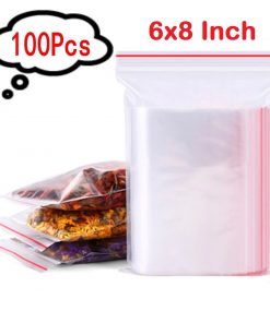 Zipper Lock Bag 100Pcs Size 6×8″ Inch 152.4×203.2mm Zip Lock Plastic Transparent Packet Zipper Poly Clear Plastic Bags Re-Useable Re-Sealable Packaging Bags For Cloth Food Gifts Jewelry Display Bag