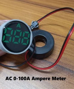 AMP Meter 22mm 100A Digital Ampere Meter Panel Mount 22mm Round Panel Ampere Meter AC 01-100A LED Digital Display Amp Meter Indicator Light With Current Transformer CT