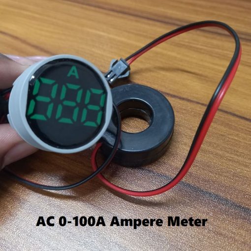 AMP Meter 22mm 100A Digital Ampere Meter Panel Mount 22mm Round Panel Ampere Meter AC 01-100A LED Digital Display Amp Meter Indicator Light With Current Transformer CT