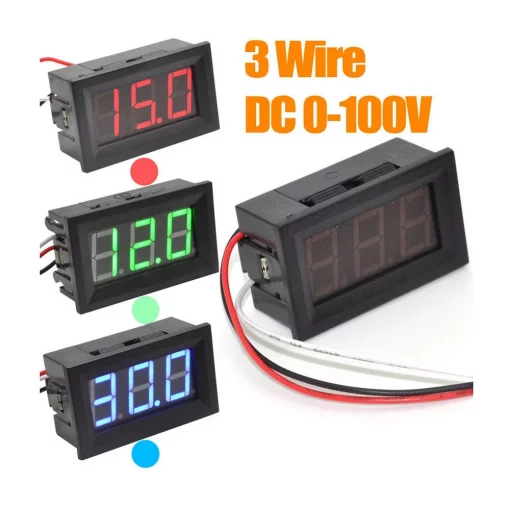 DC 0-100V 0.56″ Inch Digital Display Voltmeter Panel Mount Home Use Voltage Display 3 Wire Digital AC Voltmeter Voltage Meter RED Display 100V Digital Voltage Meter Tester