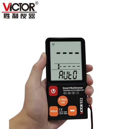 Victor VC922 VC-922 922 Smart Multi-Purpose Pocket Scale Portable Digital Multimeter True RMS Auto Power Off Tester With Flash Light Digital Display Voltage Ampere Meter Test Probe DC AC LCD Display Multimeter