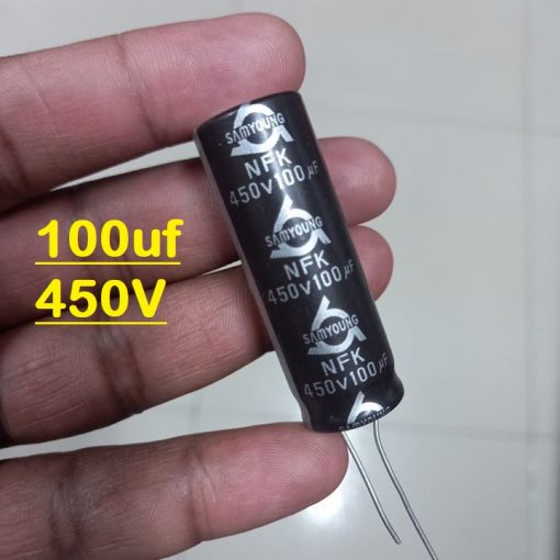 RADIAL 100uF 450V Electrolytic Capacitors 100uF 450V Radial Polarized Aluminum Electrolytic Capacitor THT Electrolytic Radial Capacitors Electronics Circuitry & Parts