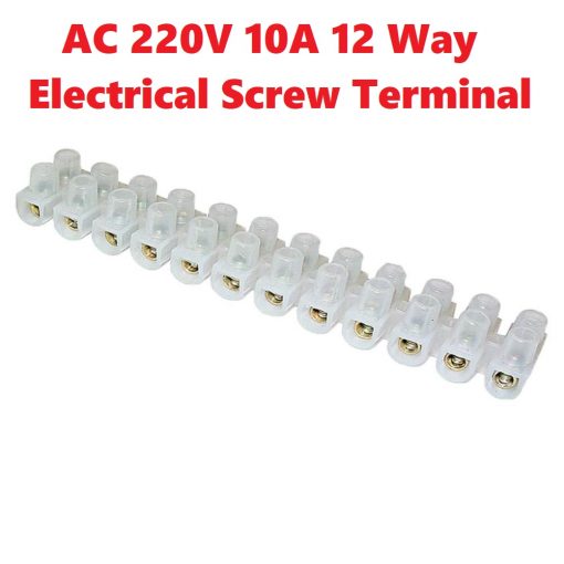 Heavy Duty AC 220v 10A 12 Way Electrical Screw Terminal Connector PVC Plastic Barrier Terminal Block Strip