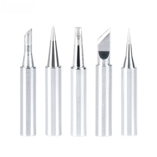 5Pcs SILVER Brass 900M-T-I 900M-T-2.5D 900M-T-K 900M-T-B 900M-T-3C Soldering Tip Bit Lead Free Soldering Iron Professional Bits Replacement Pencil Soldering Solder Iron Tip For Soldering Iron & Soldering Station Tip