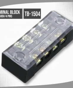 Terminal Block With Cover Connector TB-1504 600V 15A 4-Pole Double Row Screw Fixed Barrier Wire Crimp 4 Position Panel Mount