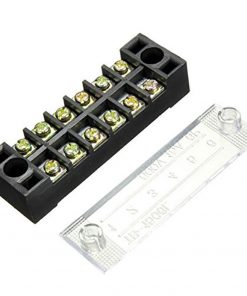 Terminal Block With Cover Connector TB-2506 600V 25A 6-Pole Double Row Screw Fixed Barrier Wire Crimp 6 Position Panel Mount