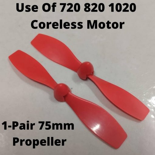 1-Pair 75mm Propeller Blade Fan DC 720 820 1020 Coreless Motor Propeller Blade Wing 75mm 2.95″ Inch Fan CW & CCW Nylon Propellers 1mm Shaft Axle Propeller Motor RC Quadcopter Drone Aircraft Helicopter Toy Plane