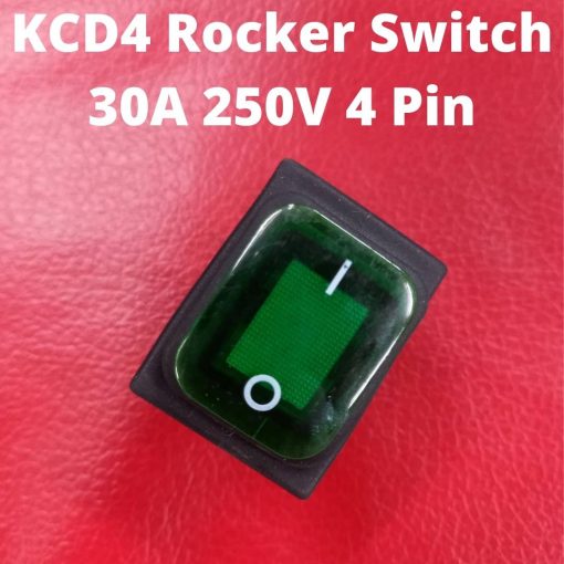 Heavy KCD4 Rocker Switch 30A 250V 4 Pin Black Color Switches 4Pin On Off 2 Positions Full Illuminated Neon GREEN Indicators DPST Power Switch For Auto Car Boat IPS UPS