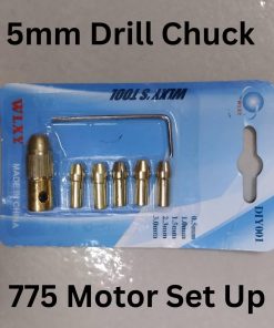 5mm Mini Drill Chucks Set 5 In 1 Electric 775 Motor 5mm Shaft Hole Micro Clamp Socket Adapter With 1Pcs Wrench & Gold 0.5mm 1mm 1.5mm 2.3mm 3mm Drill Bit Gauge Drill Chuck DIY Drill Machine