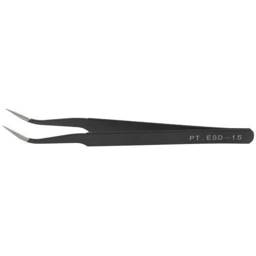 BLACK Tweezer Curved Style ESD-15 High Precision Grade Polished Tweezer Thin Curve 115mm Length Stainless Steel Hair Treatment Electronics Tweezers