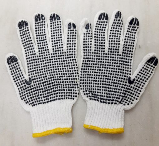 Knitted Cotton PVC Dotted Hand Gloves