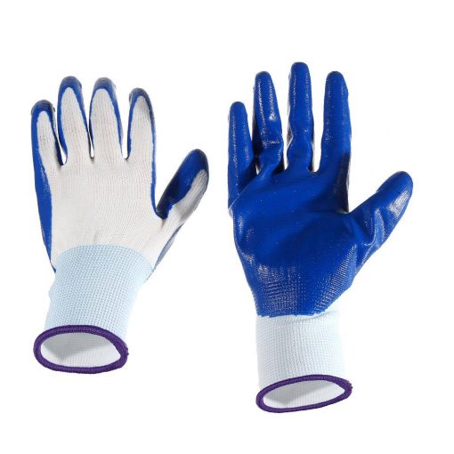 White & Blue Work Safety Gloves