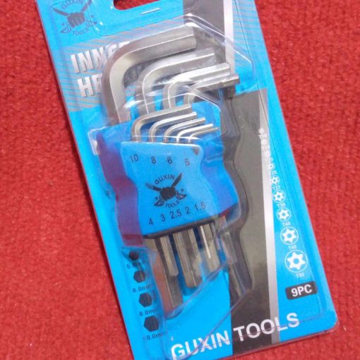 CHINA GUXIN TOOLS With 9Pcs Set Long Hex Key Wrench 9Pcs L-Shape 1.5-10mm Diameter Tools Sets Hexagonal Spanner Chrome Plated Satin Finish Screwdriver Hex