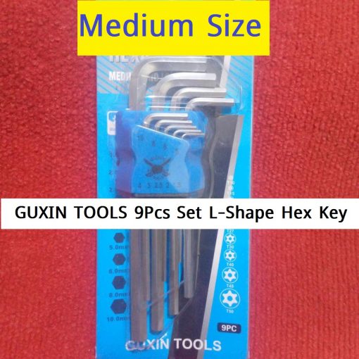 Medium Size CHINA GUXIN TOOLS With 9Pcs Set Long Hex Key Wrench 9Pcs L-Shape 1.5-10mm Diameter Tools Sets Hexagonal Spanner Chrome Plated Satin Finish Screwdriver Hex