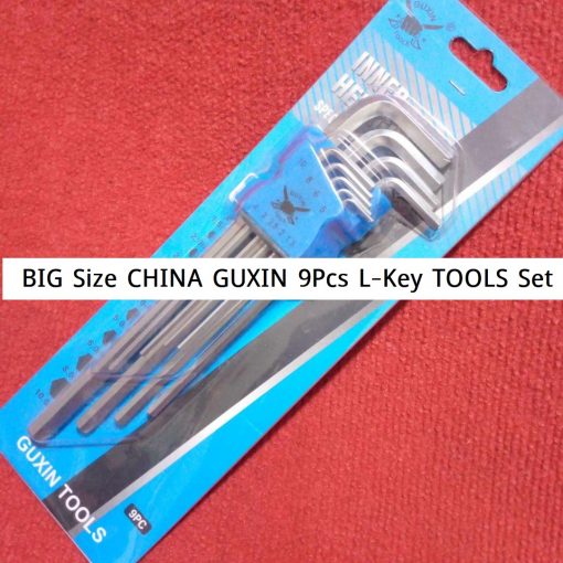 BIG Size CHINA GUXIN TOOLS With 9Pcs Set Long Hex Key Wrench 9Pcs L-Shape 1.5-10mm Diameter Tools Sets Hexagonal Spanner Chrome Plated Satin Finish Screwdriver Hex