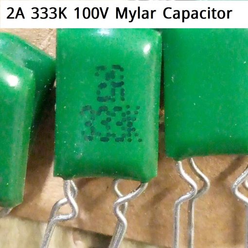 MYLAR 2A333K 100V GREEN Color Mylar 333K 333j 100V Polyester Film Capacitor Metallized 33nF Polypropylene Capacitors 2 Pin Leads Terminals Connections Leg