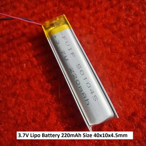 3.7V Lipo Battery 220mAh Size 40x10x4.5mm