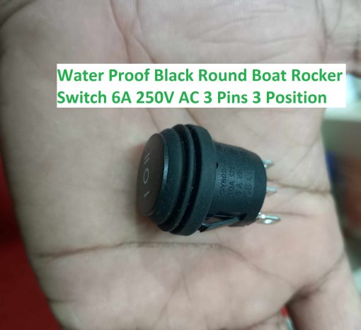 Water Proof Black Round Boat Rocker Switch 6A 250V AC 3 Pins 3 Position